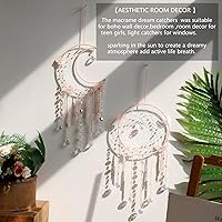 Vista 2 de Artilady Atrapasueños de Mariposa con Cristales - Atrapasueños de Luna Rosa Boho Grande Decoración de Pared Decoraciones del Hogar Dormitorio