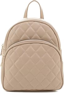 Kenia Fashion Mini Backpack - Diamond Quilted Small Casual Daypack for Women - Taupe