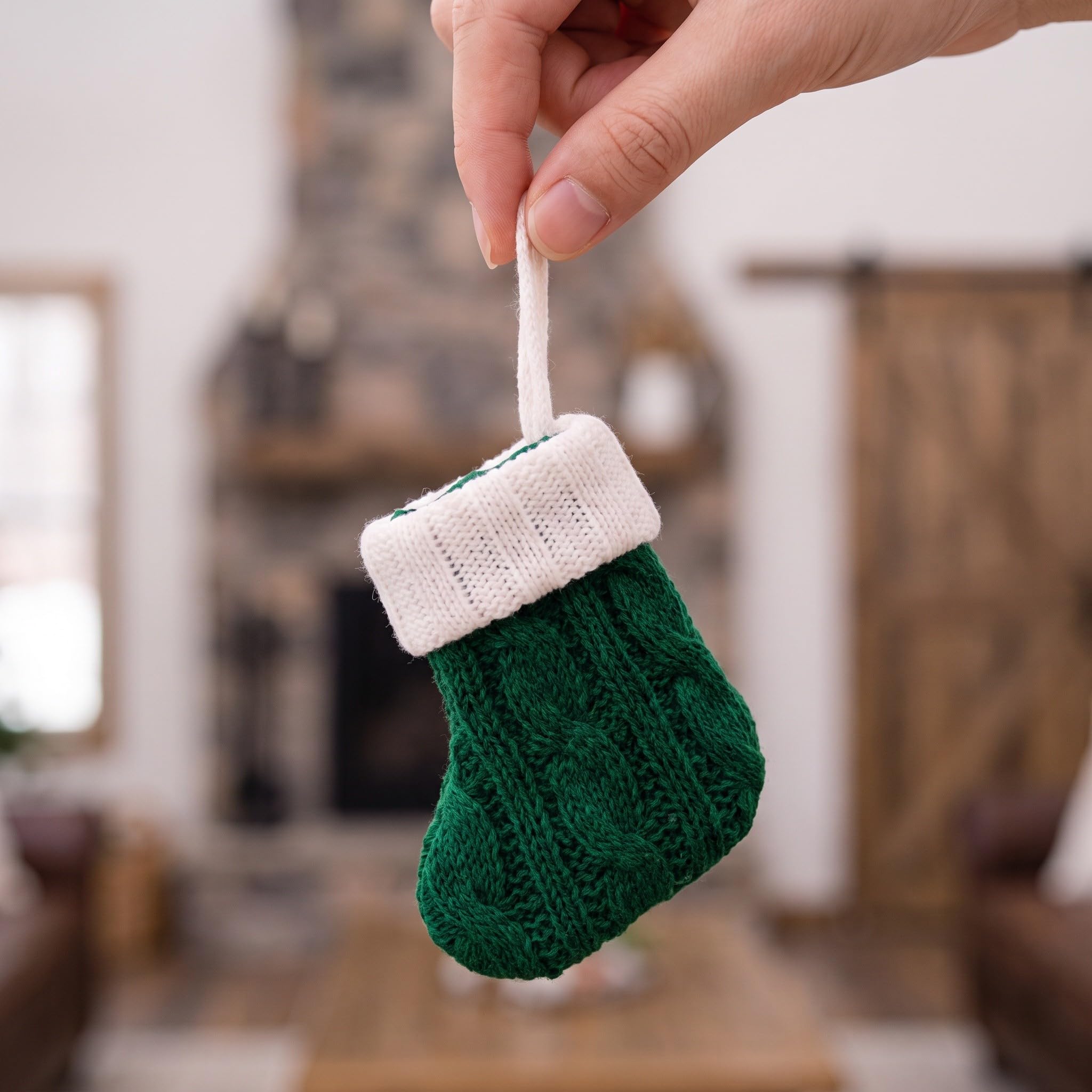 POPETPOP 12 Calcetines navideños pequeños, Adornos Colgantes de Punto para