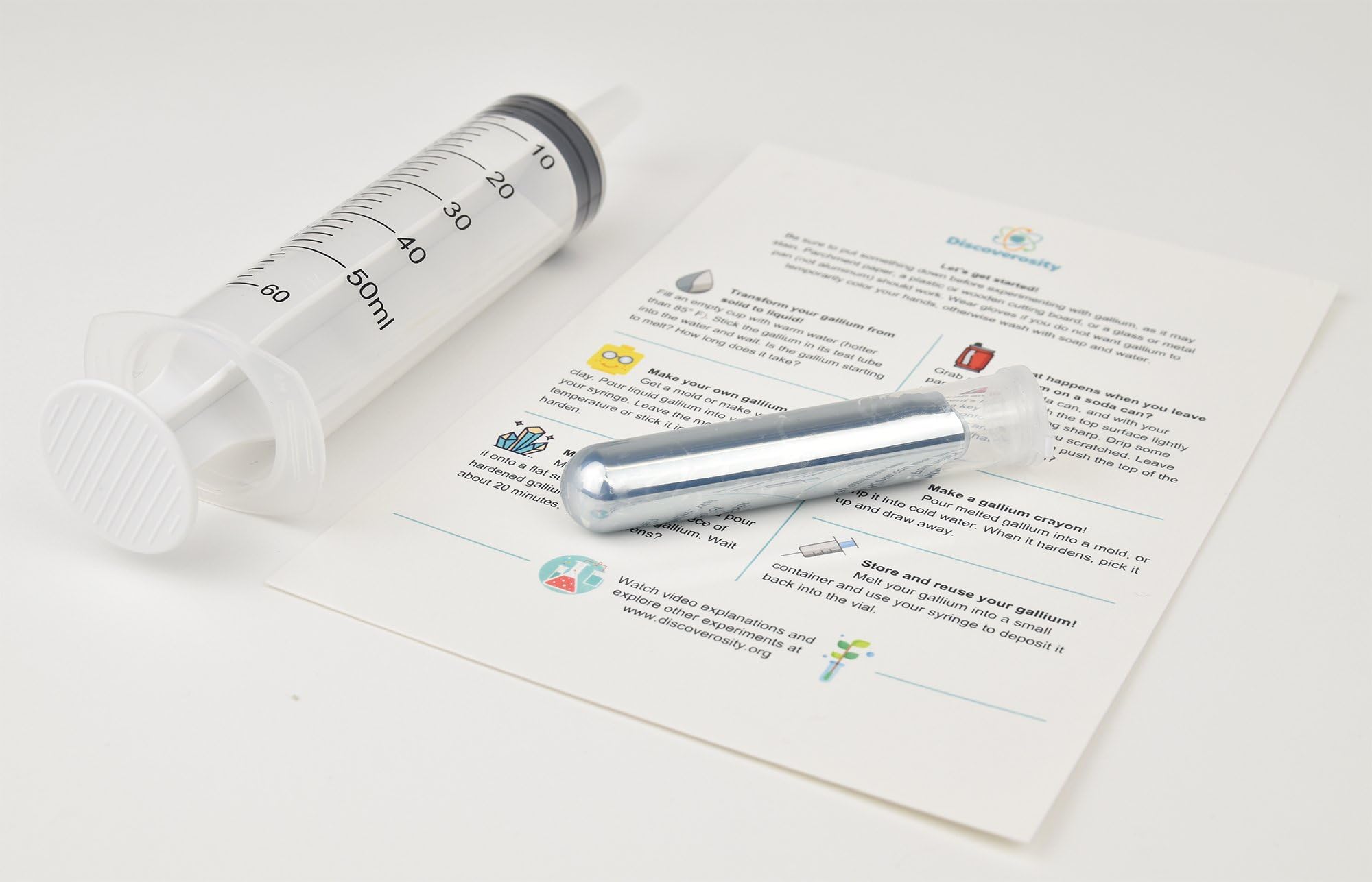 Discoverosity Gallium 50 Gram, Label, Syringe