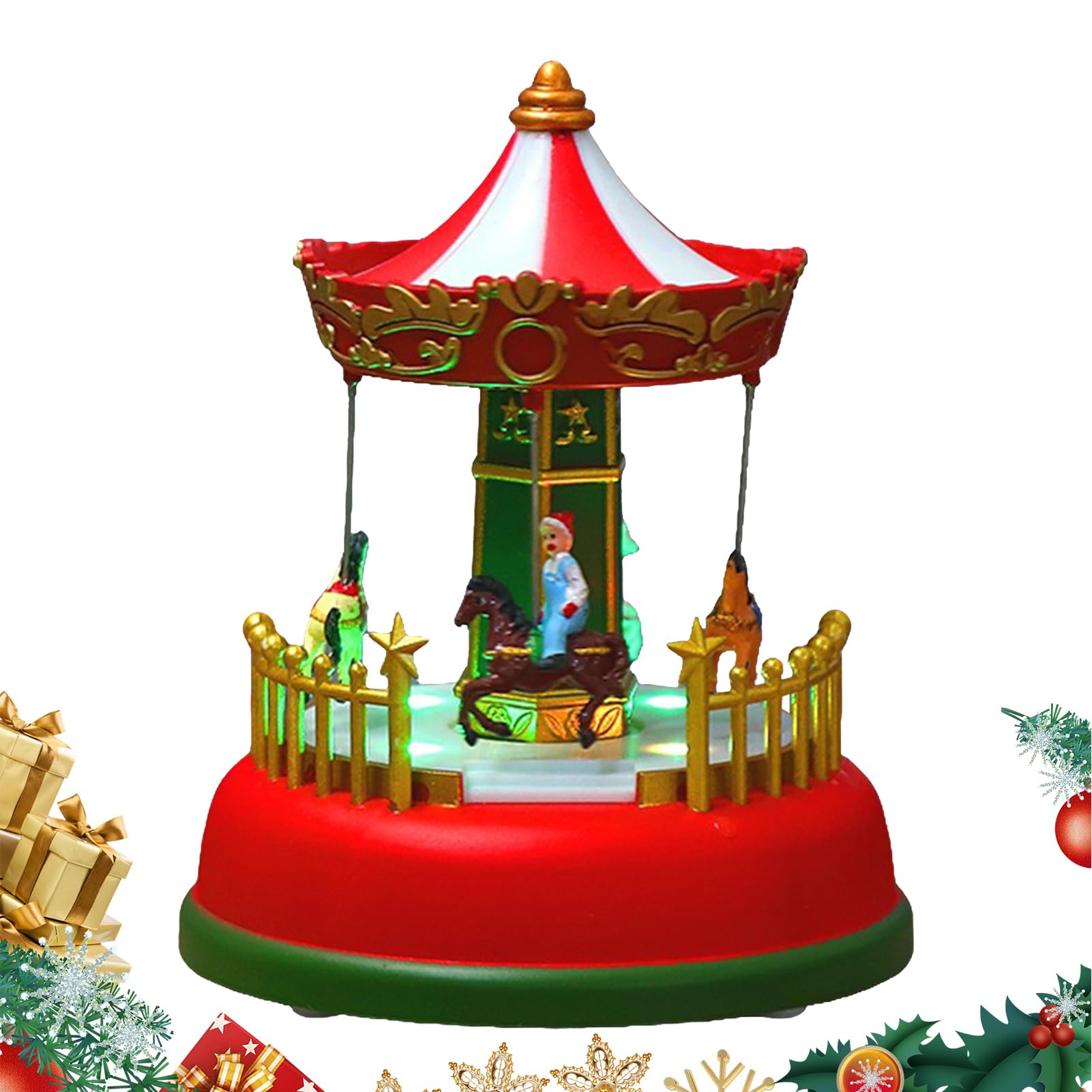 Figurines de Noël et jouet musical de Noël pour intérieur avec scène lumineuse de salon