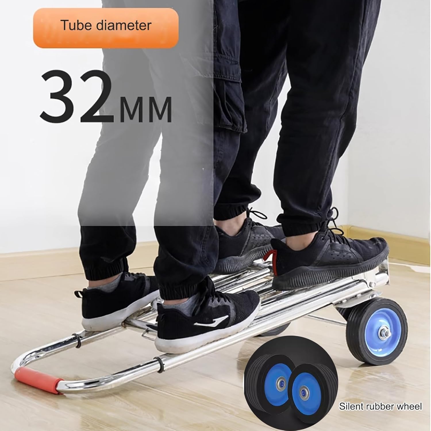 Heavy Duty Luggage Cart,Folding Sack Trucks,Utility Dolly Platform Cart,Sack Trolley with Solid Rubber Wheels,110kg Capacity