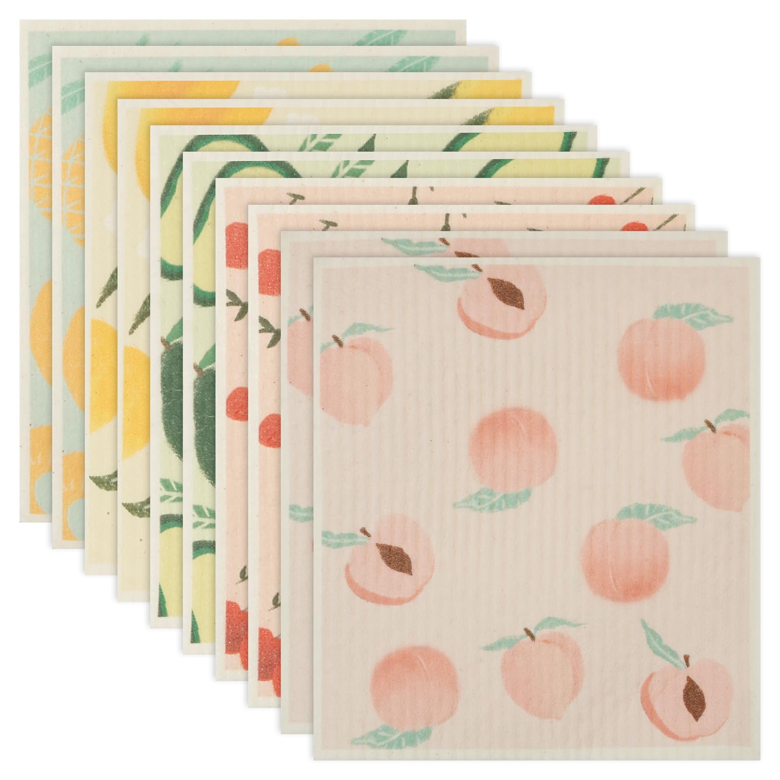 Guijzsltrg Style 2 10Pcs Swedish Dishcloths For Kitchen, Reusable Sponge Cleaning Cloths Absorbent Dish Towel Washable Paper Towels Fast Drying Cleaning Wipes No Odor For Home Kitchen Counters(Style 2)