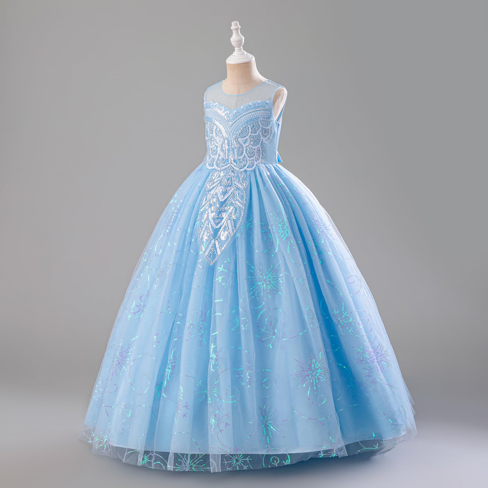IDOPIP Blumenmädchen-Kleid mit Perlenstickerei, ärmellos, Tüll, Midi-Kleid, Brautjungfer, Hochzeit, Party, Abschlussball, Geburtstag, Festzug, Kleid für Kinder und Mädchen