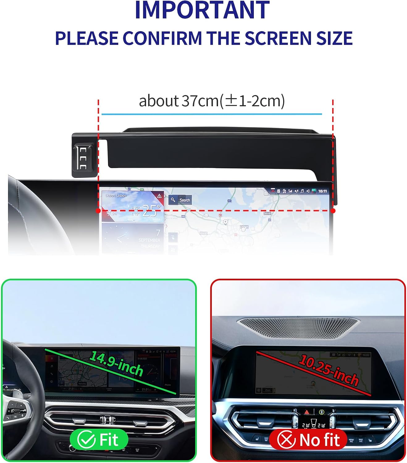 Car Phone Holder for BMW 7 Series / i7 2023-2026, 14.9" Screen Fixed Clip, Auto Accessories Navigation Bracket, Interior Decoration Mobile Phone Mount, 360° Rotation