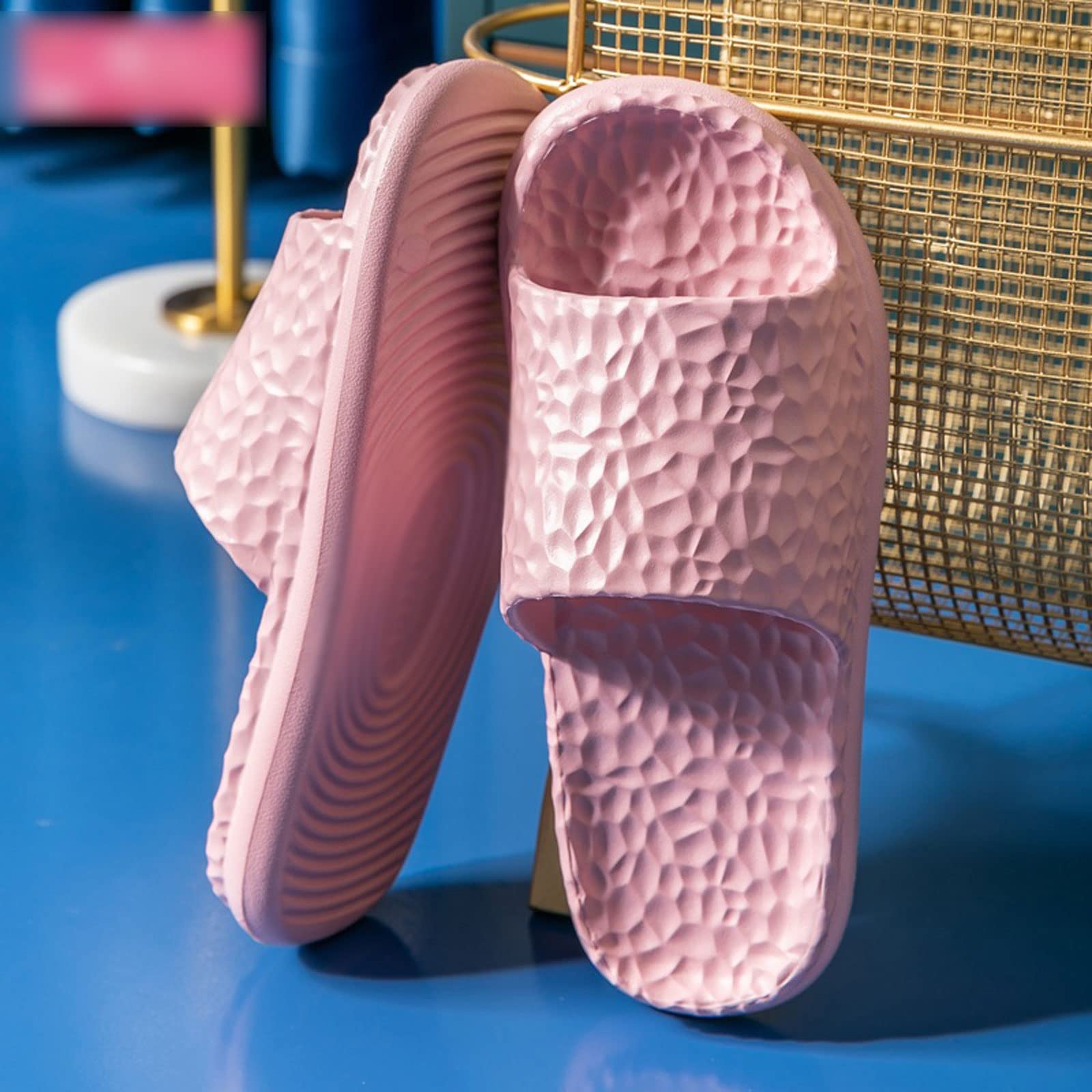 Pantuflas para mujer, para el hogar, interiores, chanclas, verano, ducha, baño, antideslizantes, para masaje, silencio, dormitorio, hombres, planas, con adultos