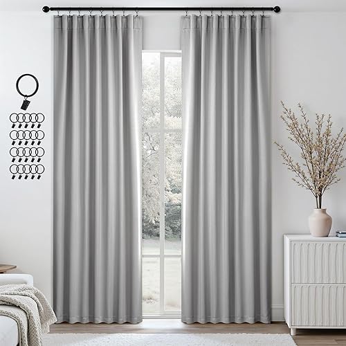 Miniatura 19 de ANRODUO - Cortinas opacas del 99% para dormitorio y sala de estar, con aislamiento térmico, trabillas traseras, bolsillo para cortinero, plisadas