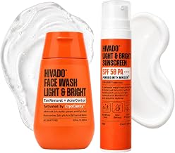 HIVADO Men’s Face Wash 100ml & Sunscreen SPF 50 PA++++ 50ml Combo Pack | Deep Cleansing Face Wash + Lightweight Sunscreen for Men | Anti-Acne, Anti-Aging & Moisturizing Skincare Set | Hydrating & Brightening Formula | For All Skin Types