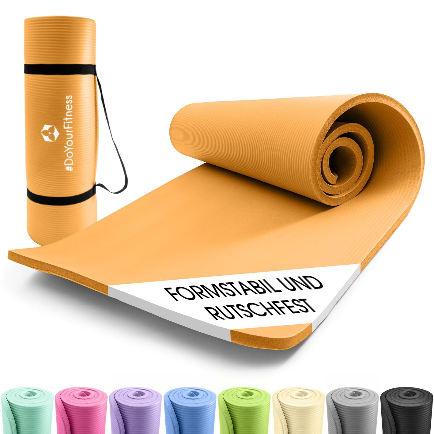 #DoYourFitness Fitnessmatte rutschfest | 183x61cm oder XXL 190x100cm | 0,8-2cm hoch | Gelenkschonende Gymnastikmatte | Yogamatte | Einsteiger und Fortgeschrittene | Indoor/Outdoor geeignet