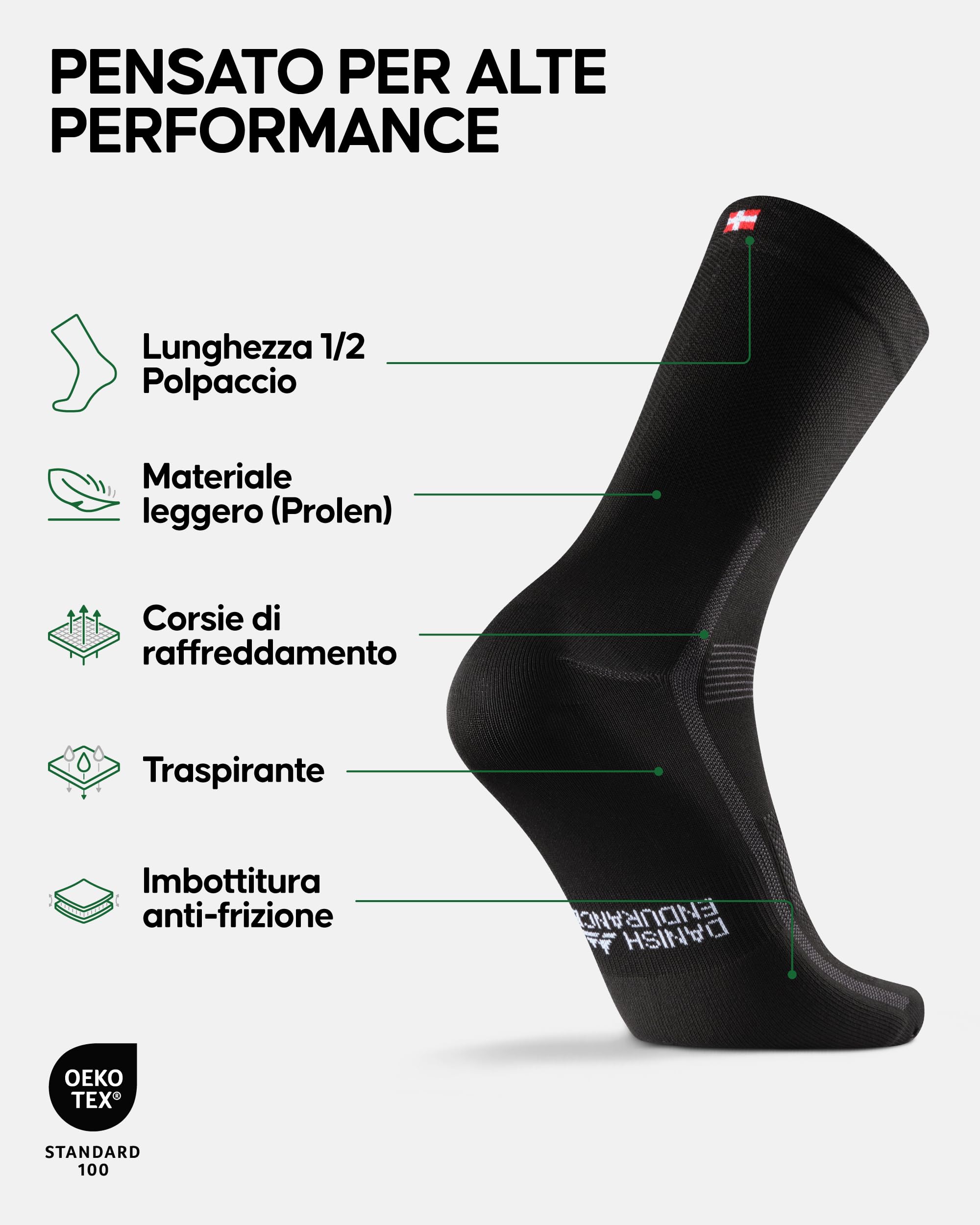 DANISH ENDURANCE Calzini da Ciclismo Uomo, Traspiranti e Imbottite, Calze ciclismo per Bici, MTB e Spinning, per Uomo e Donna, 3 o 5 Paia