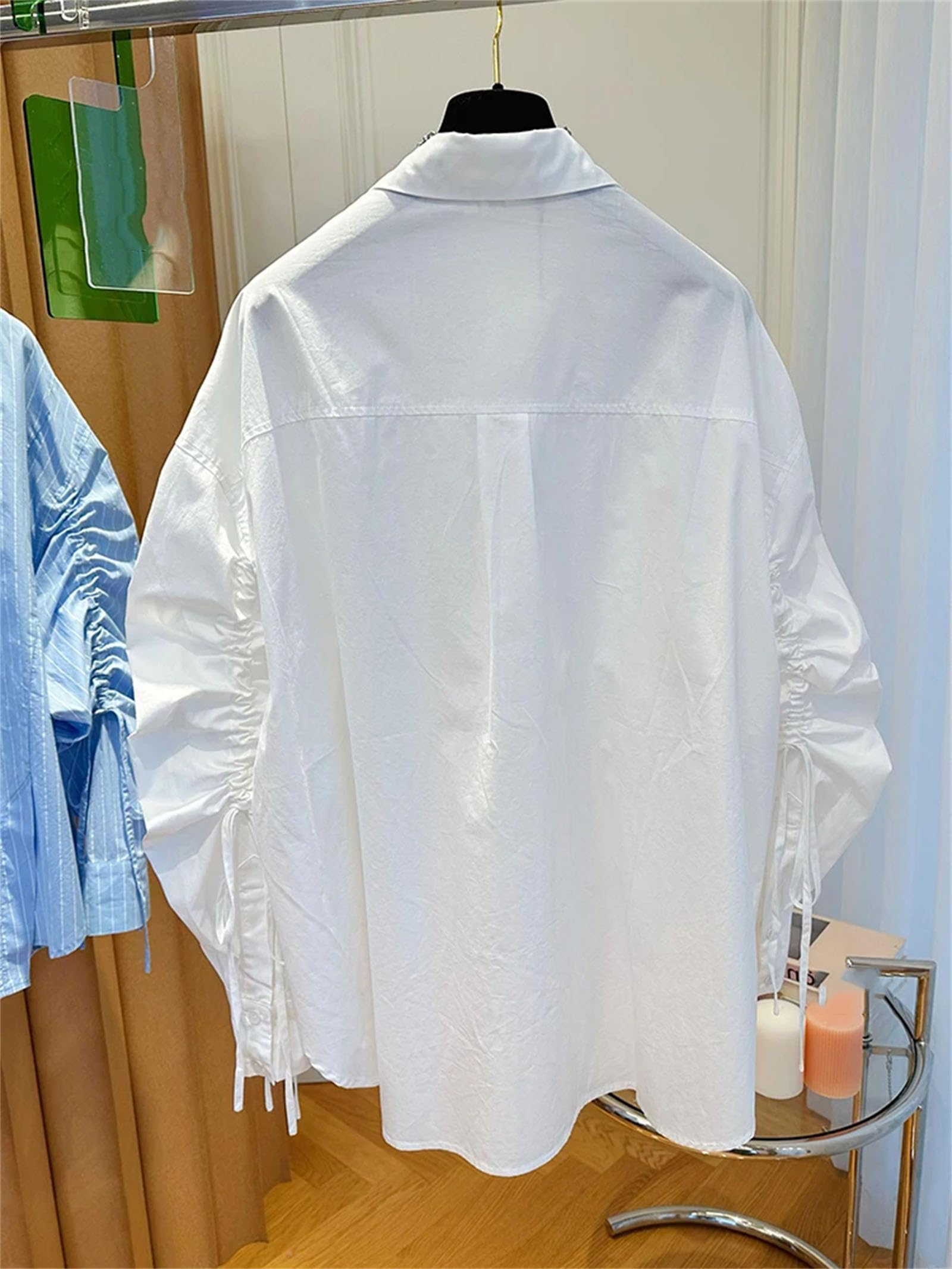 Camicette da donna eleganti casual fidanzato camicie top maniche lunghe colletto rovesciato