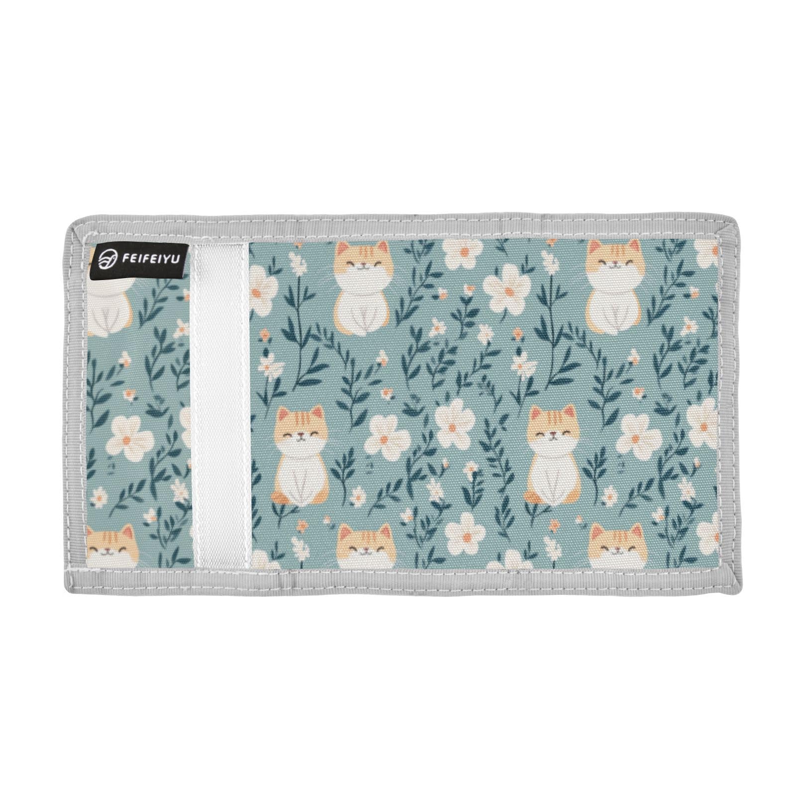 Wusikd Cute Cat Kids Wallet for Boys Girls Flower Toddler Trifold Wallet Novelty Wallet for Teens Women Men