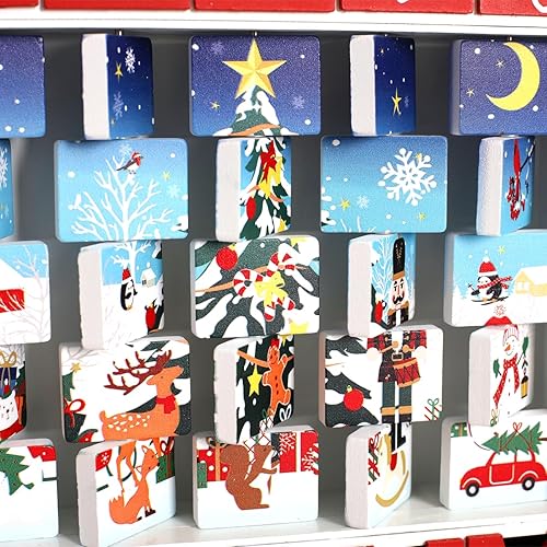 Miniatura 3 de Calendario de Adviento de madera de Navidad con 24 cajones, cuenta regresiva reutilizable para calendario de Adviento de Navidad para llenar