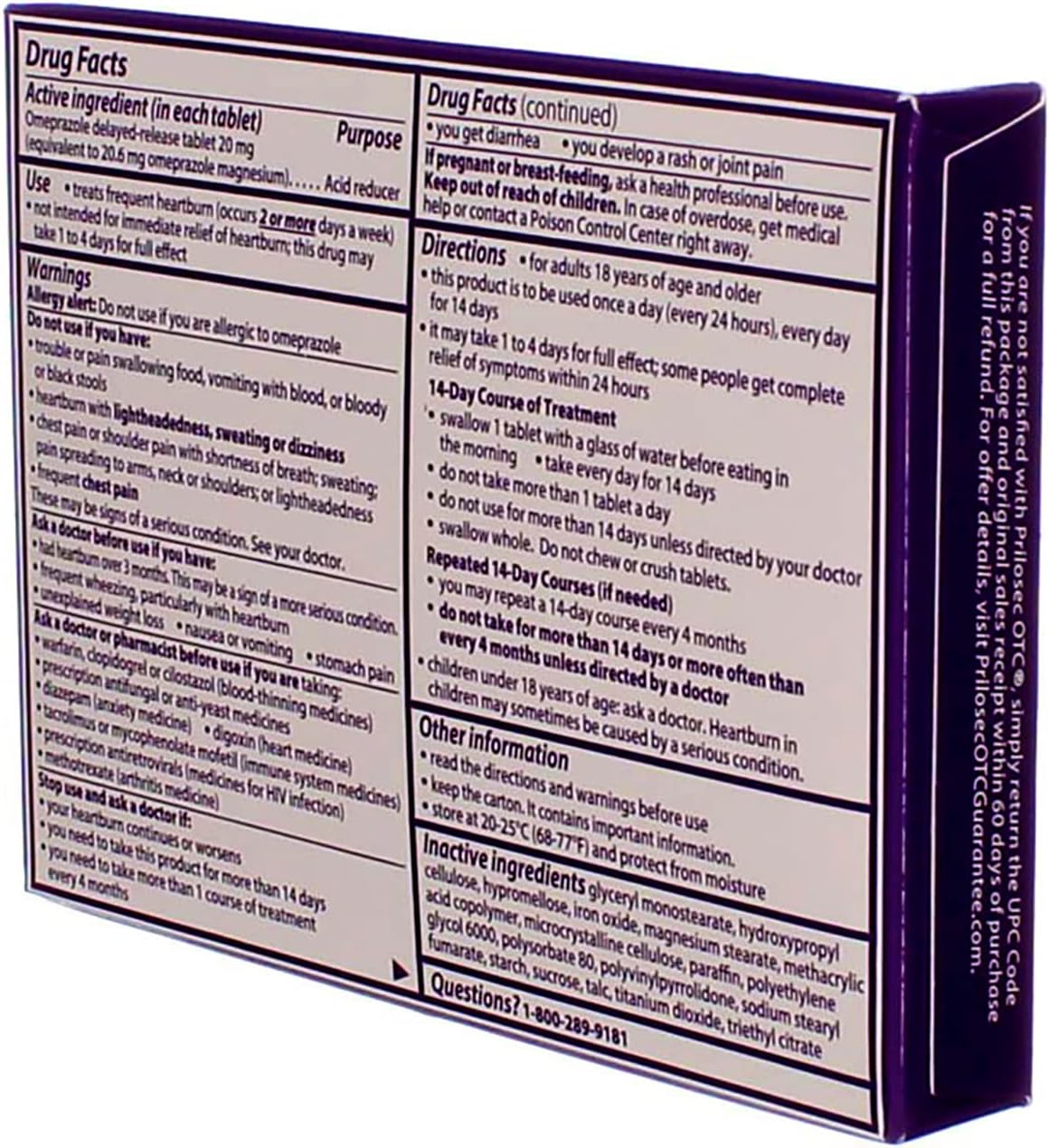 Prilosec OTC, 20mg - 14 Tablets, Pack of 5