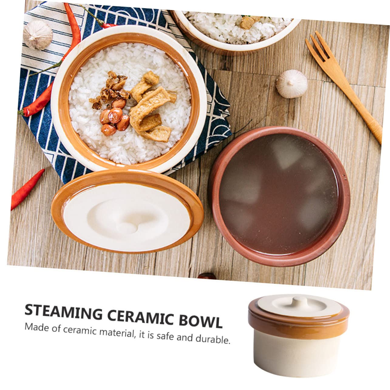 LIFKOME Ciotola per Stufato con Coperchio in Ceramica Beige