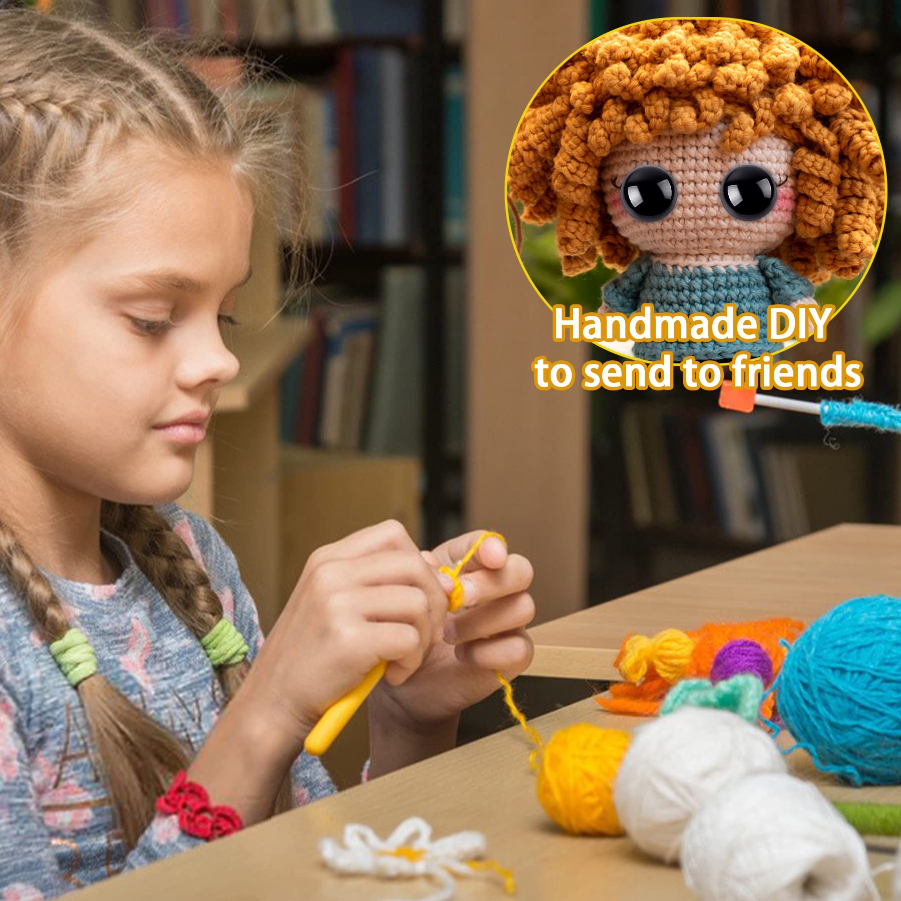 280 piezas de 16-30 mm grandes ojos de seguridad para muñecas Amigurumi de plástico negro, ojos de ganchillo para bricolaje, marionetas, oso de peluche, suministros para hacer amigurumi (tamaño 4)