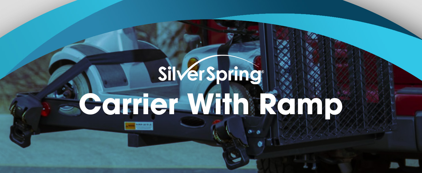 Silver Spring Folding Steel Wheelchair Carrier with Ramp & Hitch Mount, 48" x 27.75", Black - Heavy-Duty and Foldable Mobility Carrier for Scooter Vehicles and Wheelchairs