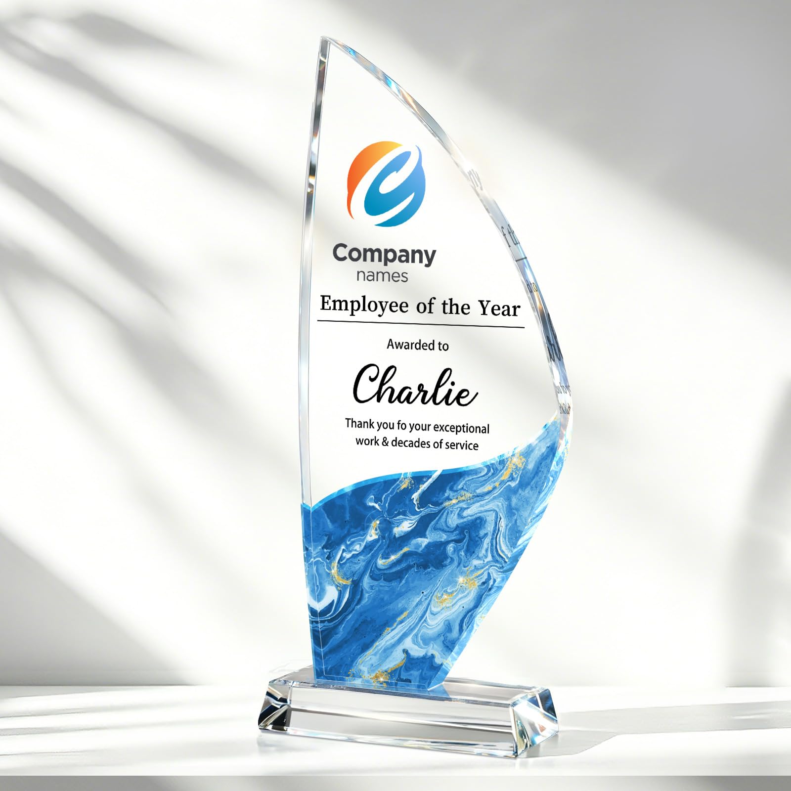 Personalized Crystal Trophy Award, Custom Awards and Trophies with Logo Photo Text, Teacher &amp; Employee Appreciation Gifts, Custom Plaque for Boss Coworker Teacher, Trophy Bulk