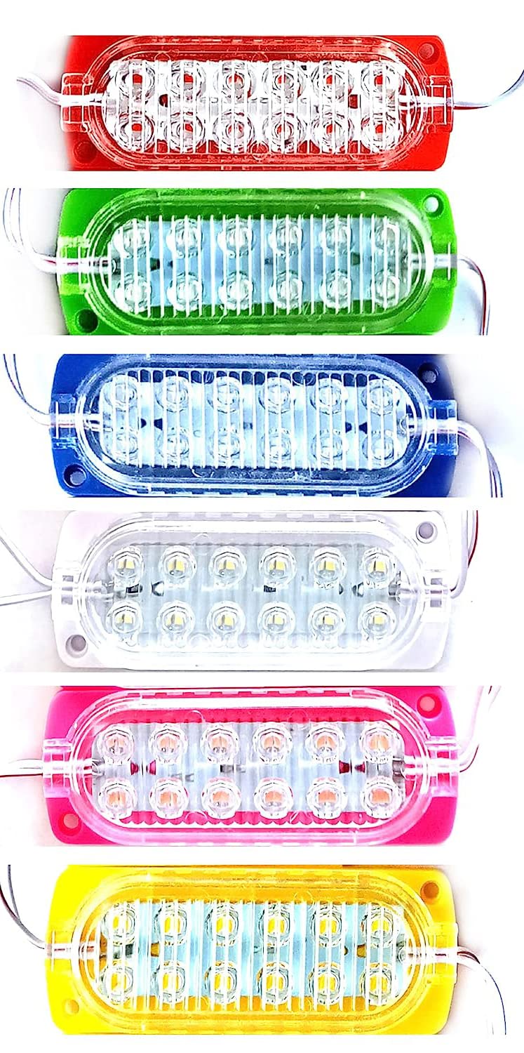 Wizzo {Pack of 6 Pieces) DC 12 Volt 3 Watt Waterproof LED Module Light Lamp Bulb Multipurpose Use For Home, Temple Decoration Light (1 Each of Red, Green, Blue, White, Yellow, Pink Color)-image-24