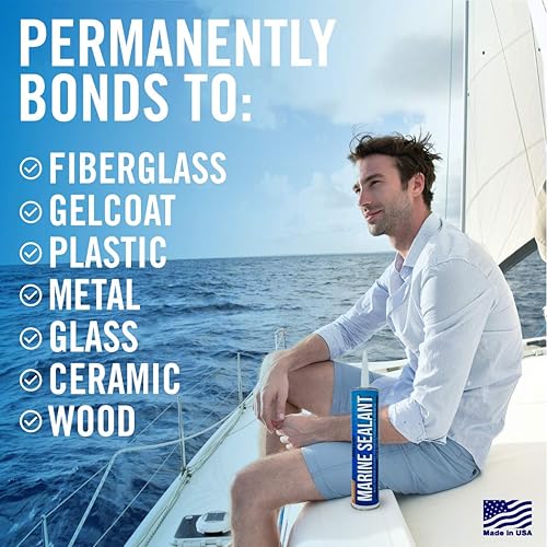 Miniatura 6 de Sellador y adhesivo marino, calafateo impermeable de grado marino, sellador de agua de alta temperatura para barco, automóvil, RV, sin silicona, 1