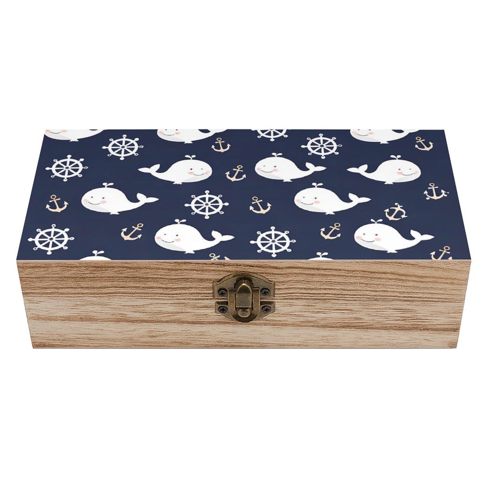 HLBSDM Cute Killer Whale Starfish Bubbles Dots Wooden Storage Box