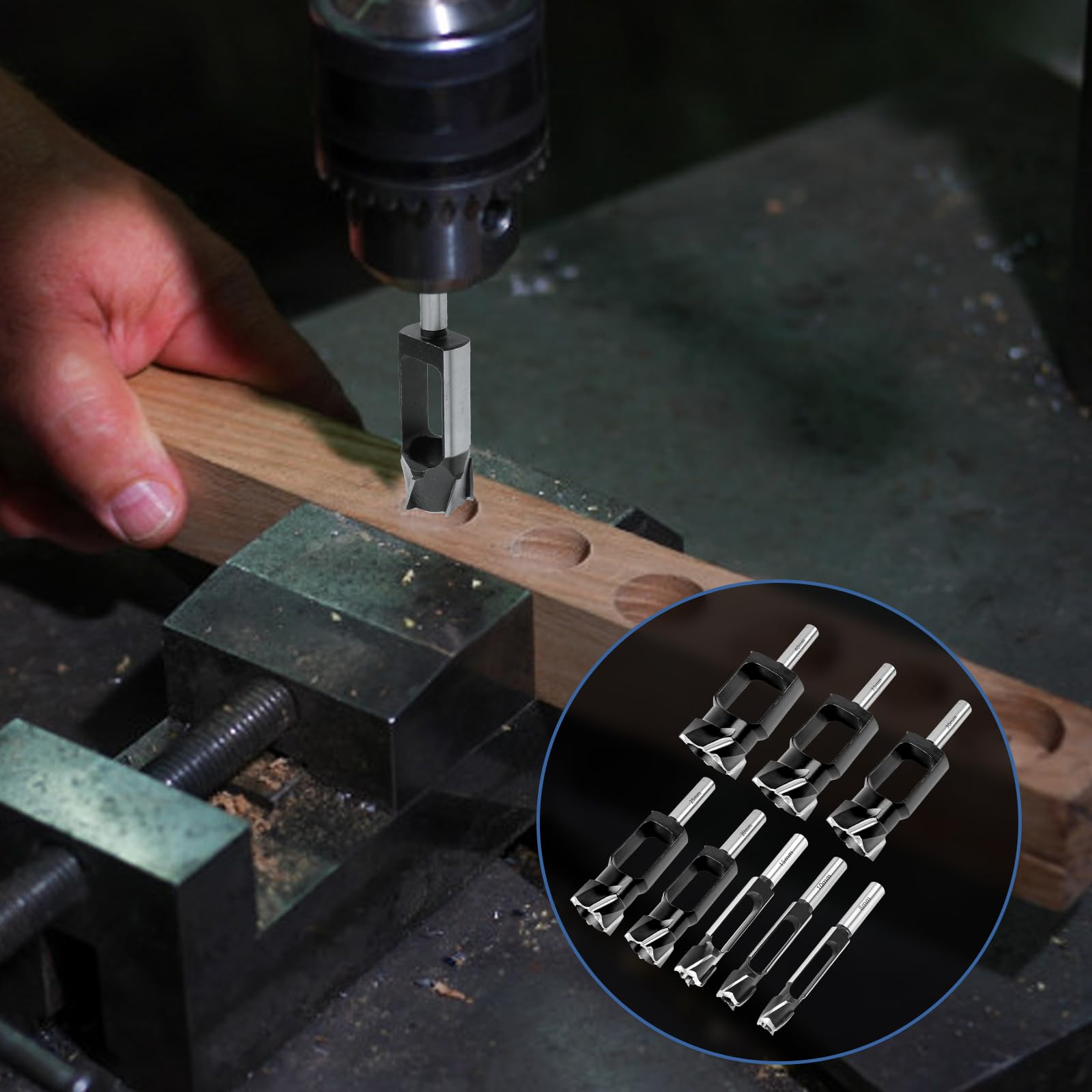 9 brocas de espiga profunda para carpintería, 8/10/12/15/20/25/30/35/40 mm, cortador de agujeros de madera