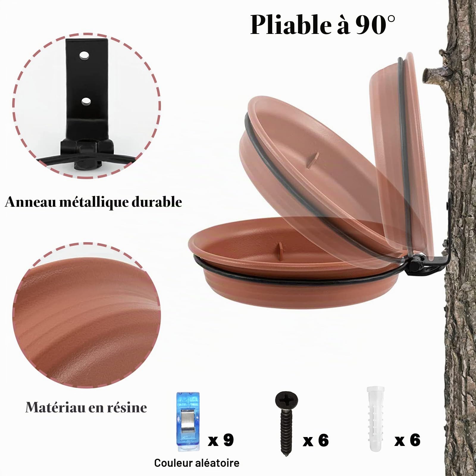 Grantop Lot de 3 mangeoires pour oiseaux et abreuvoir pour oiseaux, bain pour oiseaux, balustrade ronde avec support mural, pour attirer les oiseaux sauvages