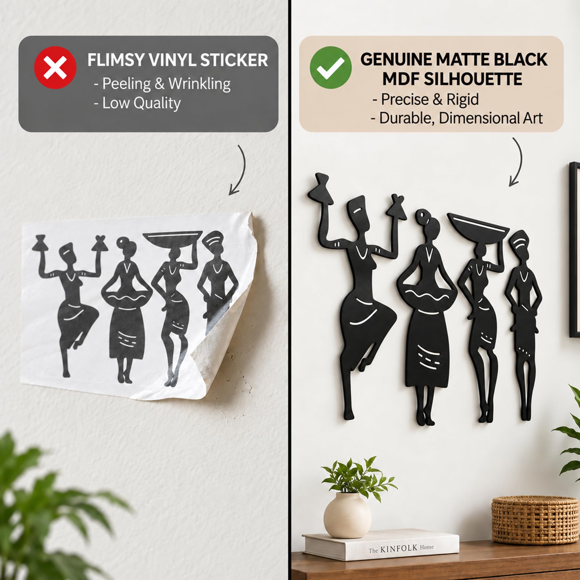 Auromin Tribal Wall Art - 4 Women Sculptures -6