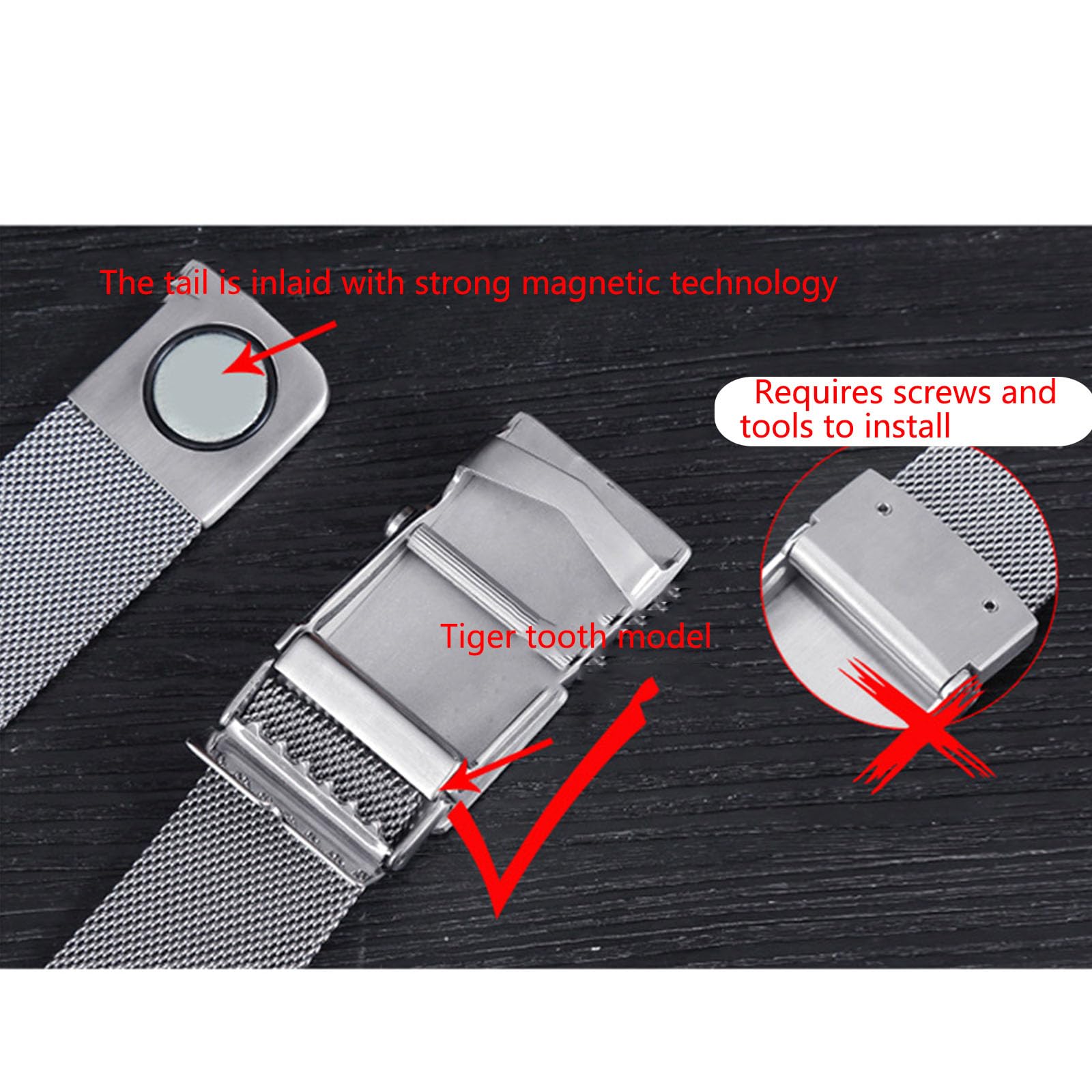Ceintures tressées en acier inoxydable pour hommes, ceinture magnétique en métal avec boucle automatique en acier inoxydable à motif animal 3D