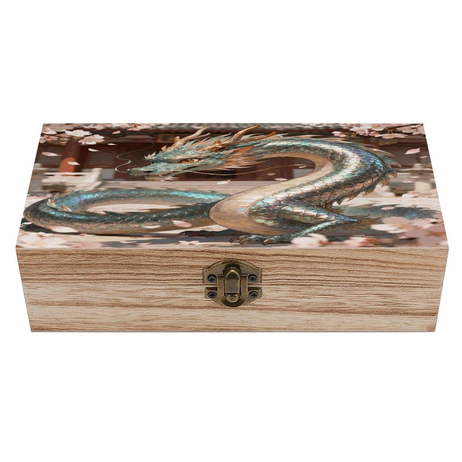 VstaDank Oriental Dragon Wooden Storage Box with Hinged Lid Natural Wooden Box Beautifully Keepsake Boxes Vintage Wood Boxes Jewelry Organizer Trinket Storage Chest Unique Gift