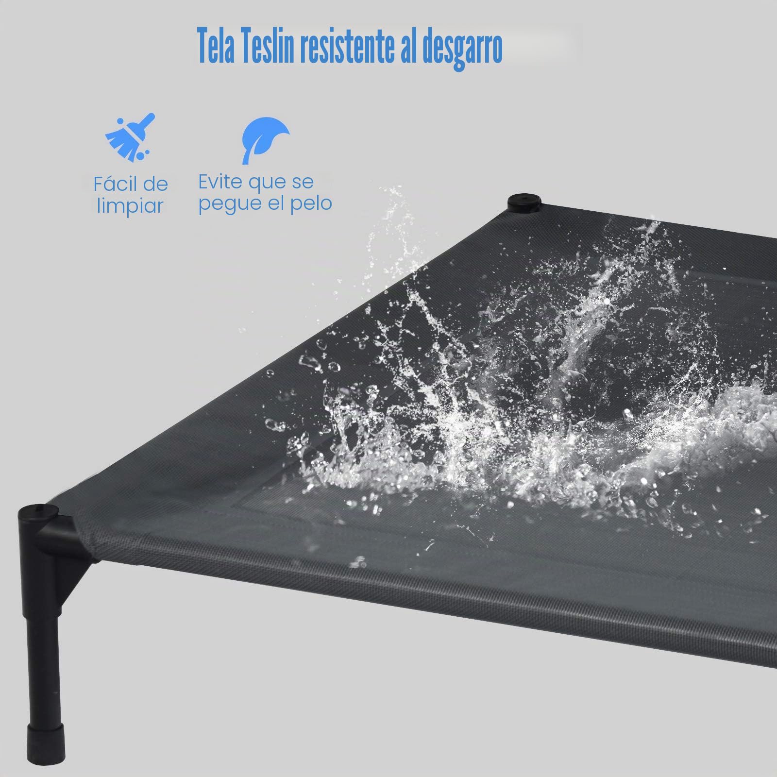 GOPLUS Tumbona para perros con techo, cama elevada para perros, cama para mascotas con marco de hierro, sofá impermeable, cama para perros y gatos con toldo, almohadilla antideslizante para los pies