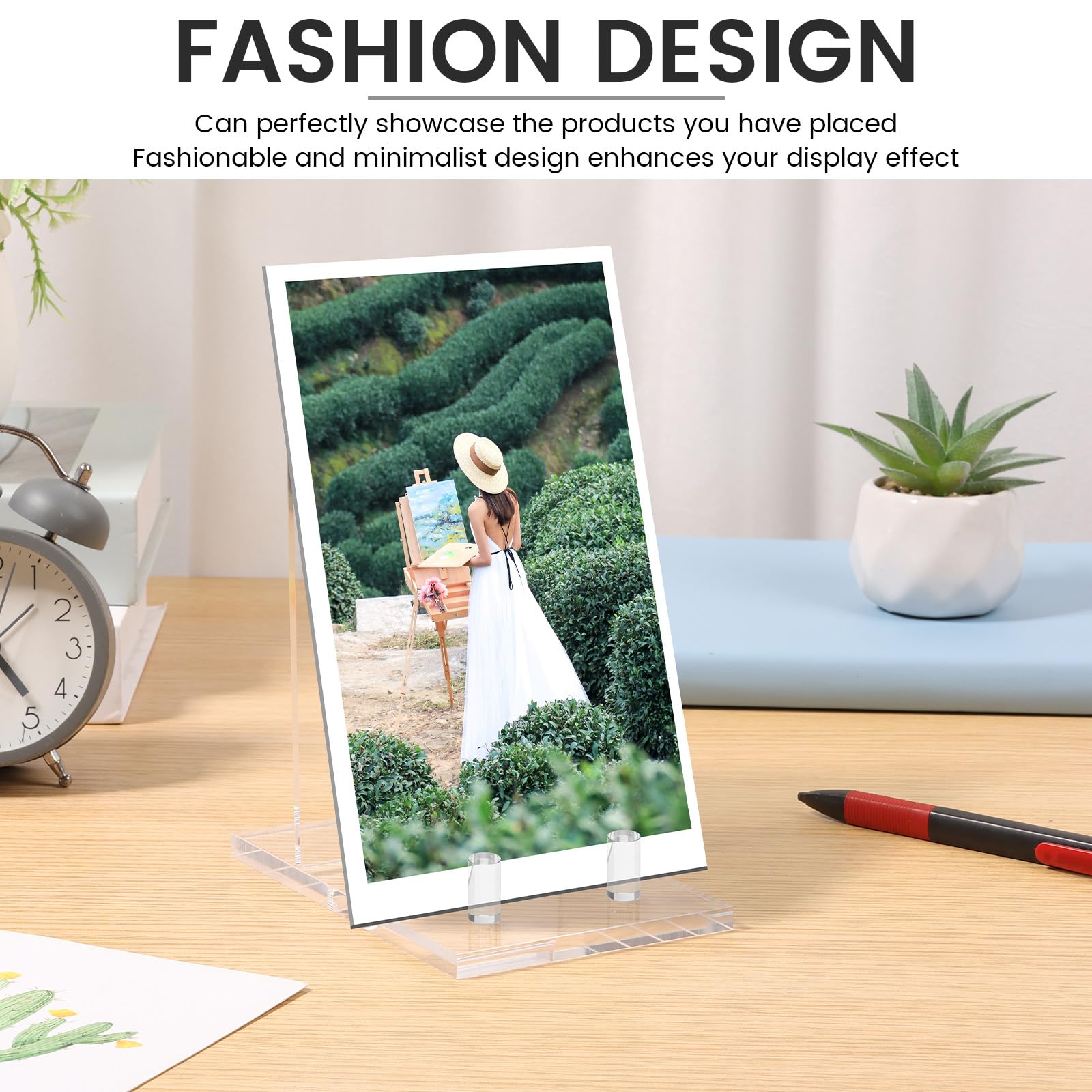 2 Pcs Acrylic Book Display Stand Clear Easel Paper Notebook Stand Transparent Display Stand For Pictures Artwork CDs Phone - View #8
