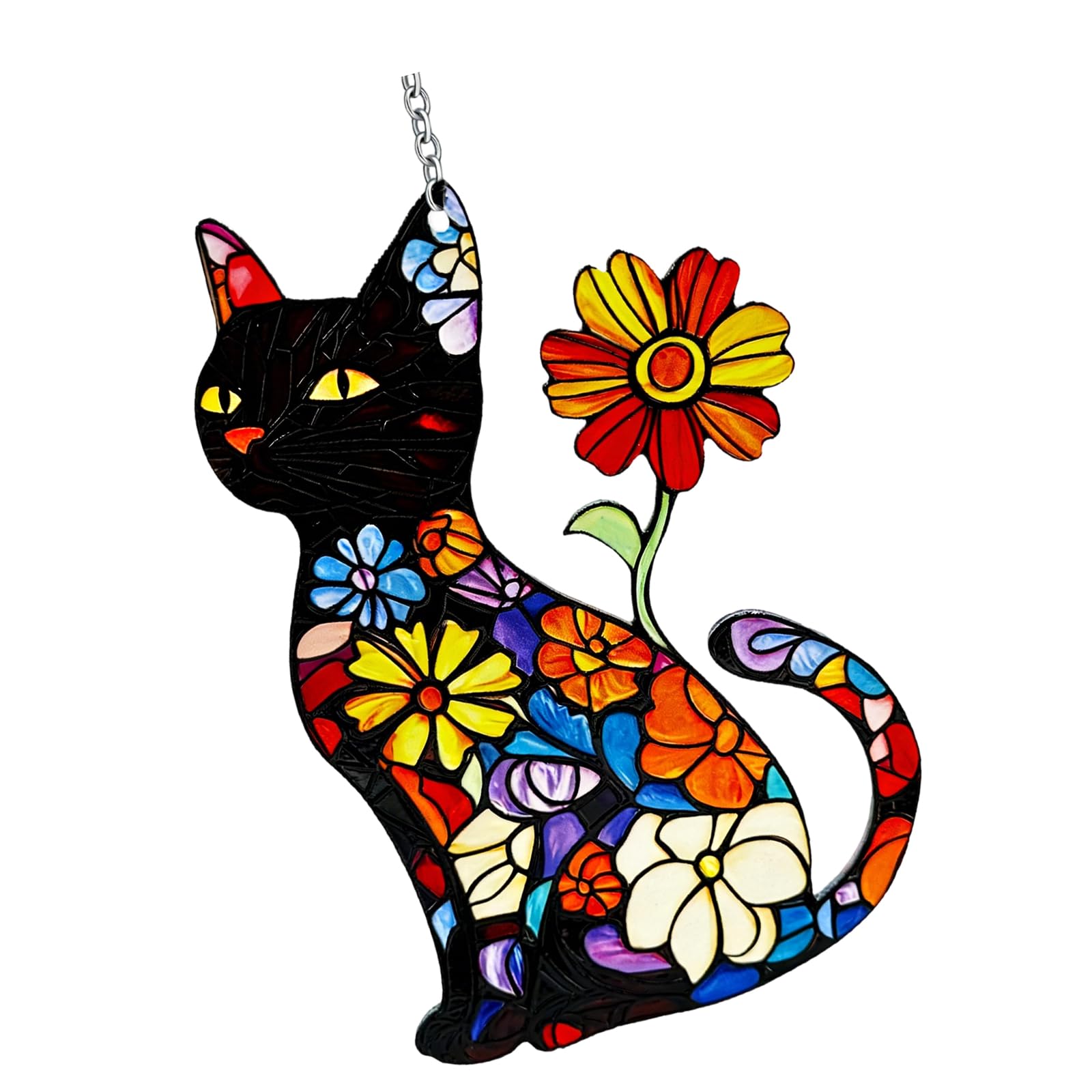 Verre fondu Artistique Suspendu : ornement haut de gamme chat oiseau fleur