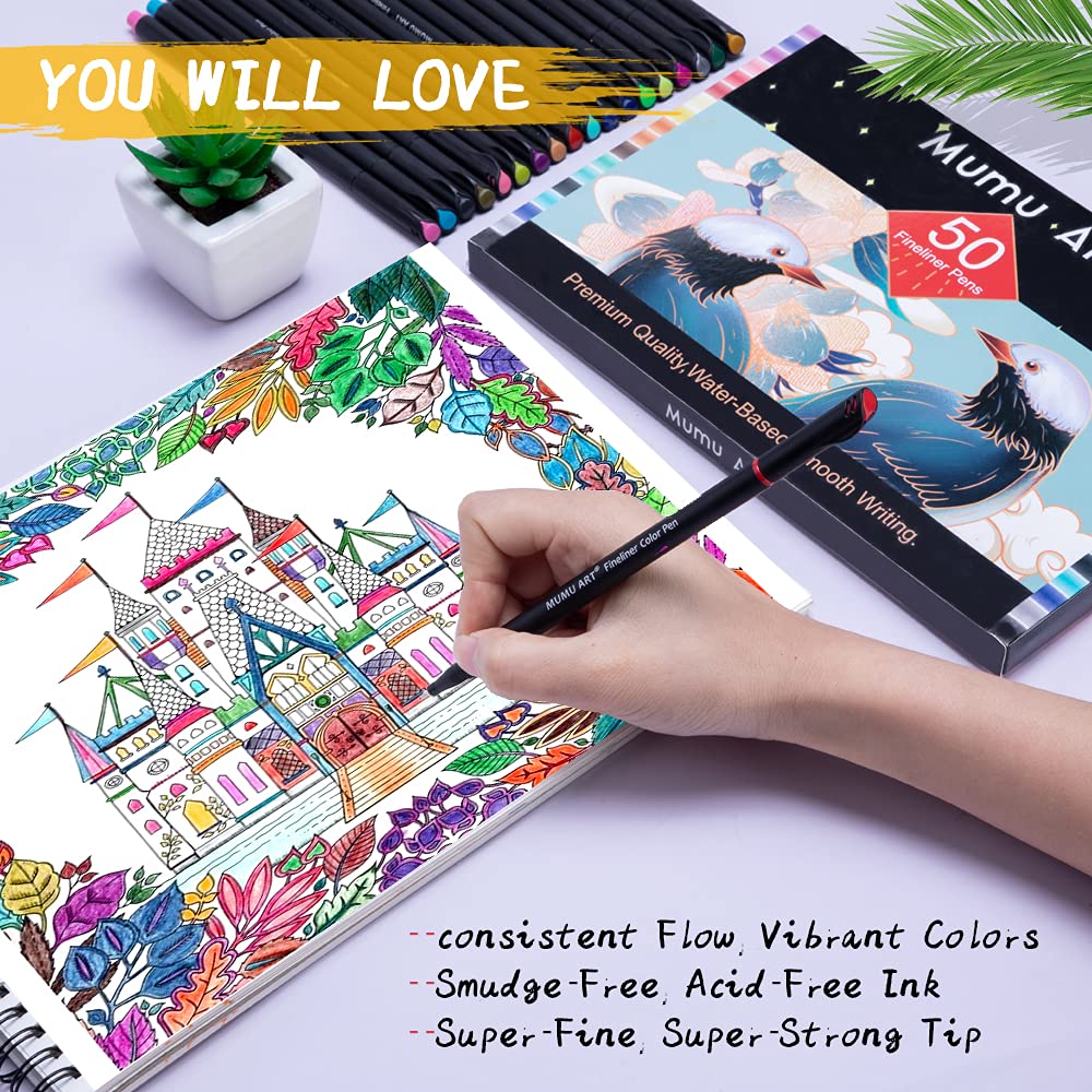 Buy 50 Colors Journal Planner Pens, Colored Pens Fine Point Markers