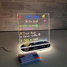 Zesta 3D Acrylic Writing Pad with LED Light & Pen – Glow Art Message Board | Aesthetic Desk Decor | Unique Gift for Men, Girls, Teens, Students | Cool Gadgets & Stationery Items (20X20 Cms)