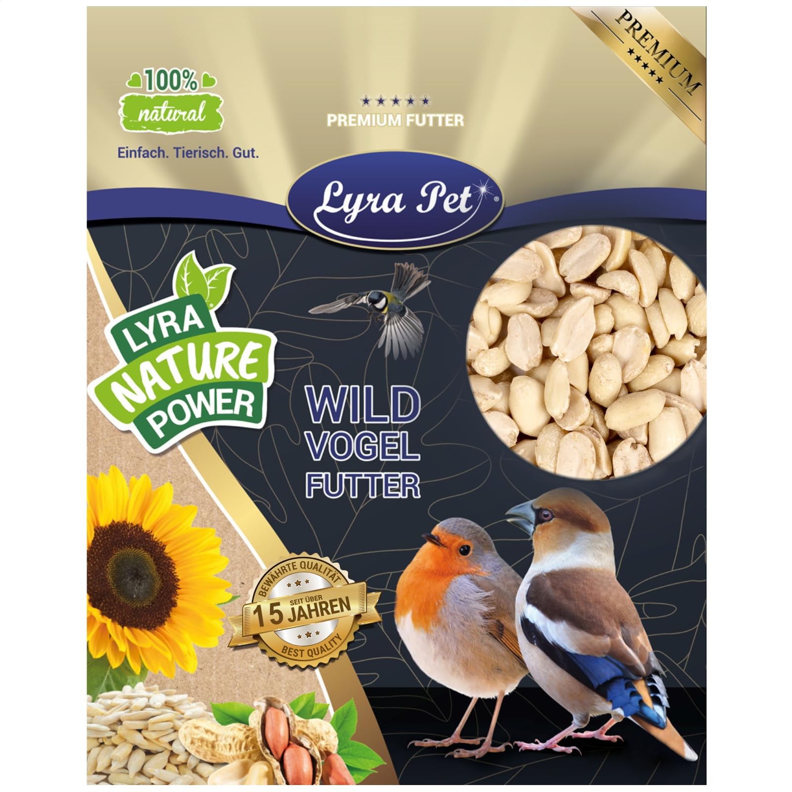 Graines de cacahuètes Demi-blanchies 25 kg Nourriture pour Oiseaux Sauvages sans Coque Source d'énergie