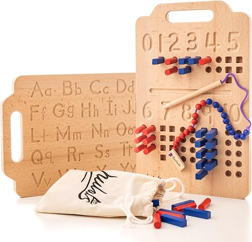 Hulats Tablero de números de clavijas de seguimiento y conteo de letras - Materiales matemáticos Montessori Juguetes para niños de 3 años en