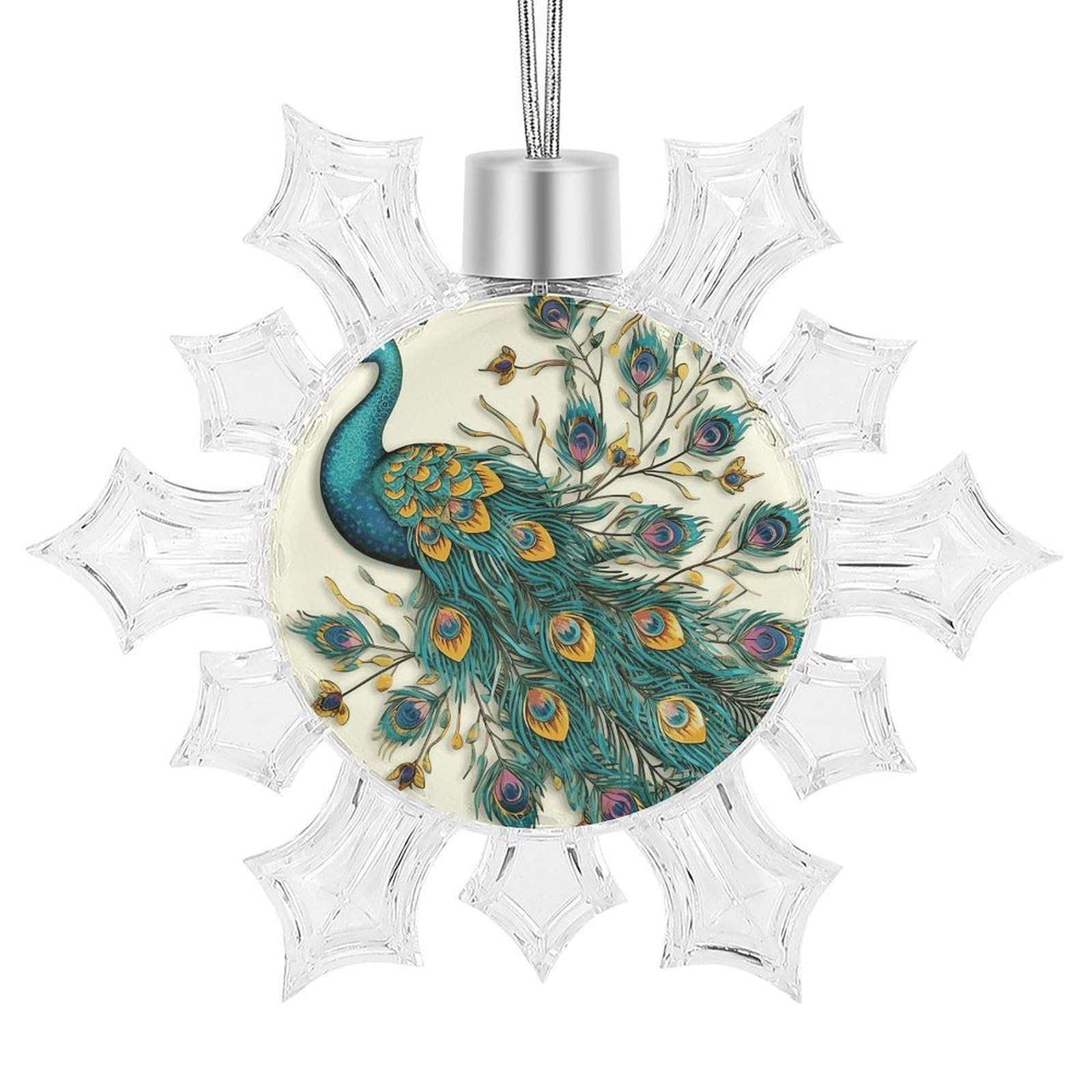 Peacock Pattern Snowflake Decorations, Winter Snowflake Ornaments Christmas Party Decorations Christmas Tree Decorations for Xmas Tree Winter New Year Party Supplies