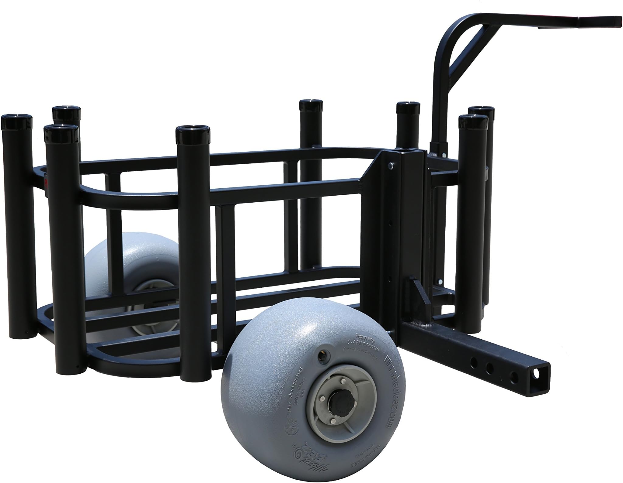 Beach Cart Surf Cart Fishing Cart, Wheeleez w/Receiver Arm Powder Coated Black