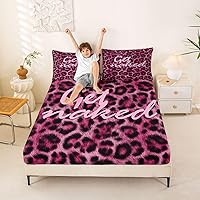 Vista 17 de Feelyou Leopard Print Lips Fitted Sheet Twin Size for Kids Boys Girls Cheetah Print Bed Sheets Set 16" Deep Pocket Soft Breathable Microfiber
