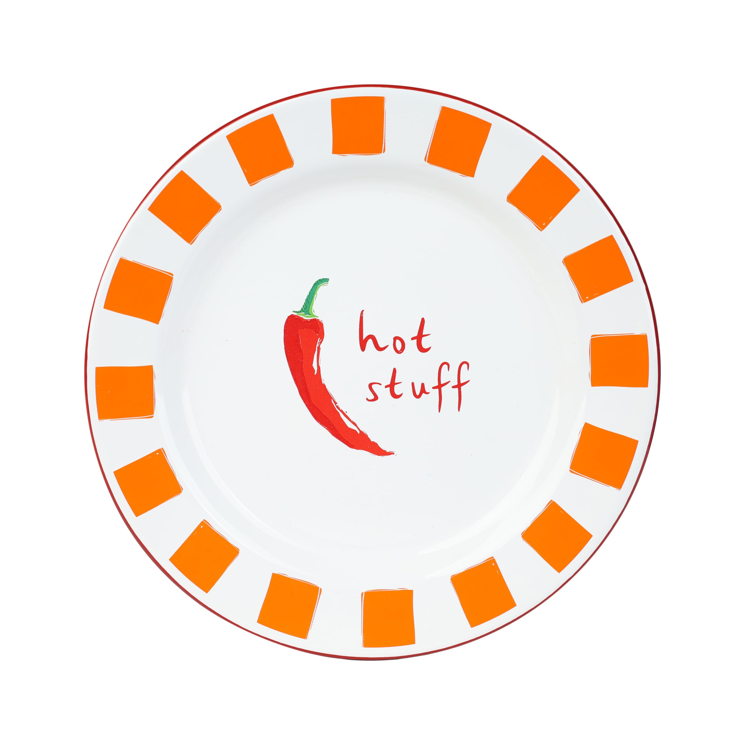 Talking Tables Handmade Enamel Side Plate 20cm with Chilli Design, Shatterproof Dinnerware & Dishwasher Safe Household Plates, Reusable Tableware for Indoor & Outdoor Dining