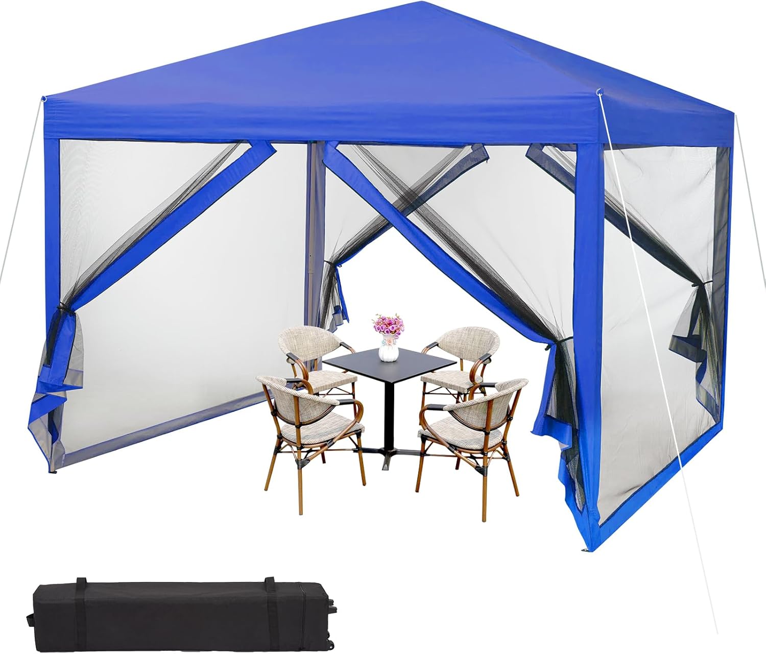 GarveeLife 10x10 Canopy Tent, Heavy Duty Pop Up Canopy with Mosquito Netting, Waterproof Easy Up Screen Shelter with Wheeled Bag, Outdoor Instant Sun Shade for Parties, Camping, Events, Khaki
