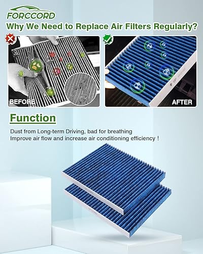 Miniatura 5 de Paquete de 2 filtros de aire de cabina para KIA Soul (2014-2019), Soul EV (2015-2017,2019) Filtro de cabina de carbón activado de repuesto CP002