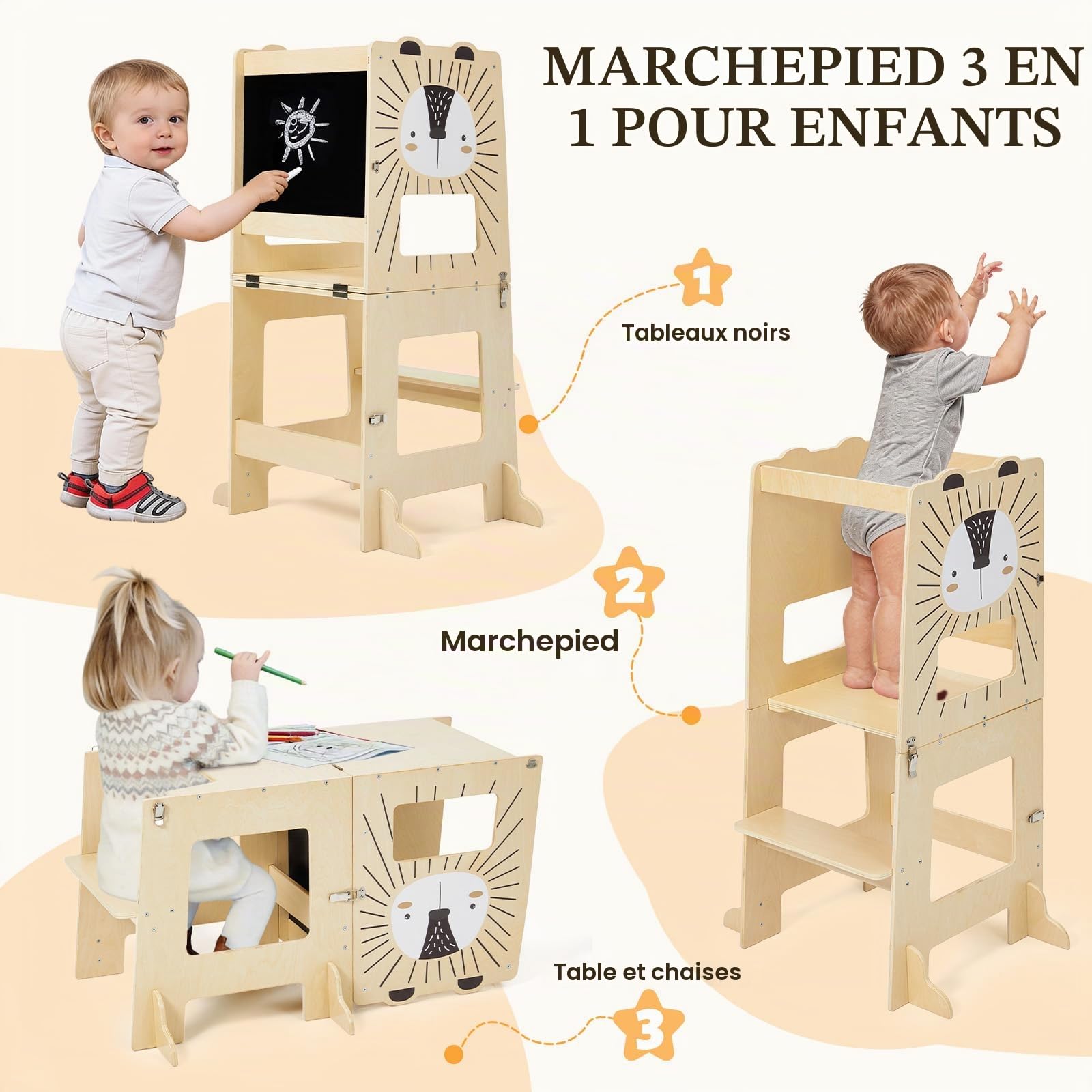 Labebe Tour d Observation Montessori 3 in 1 Grande Taille 1-3 Ans