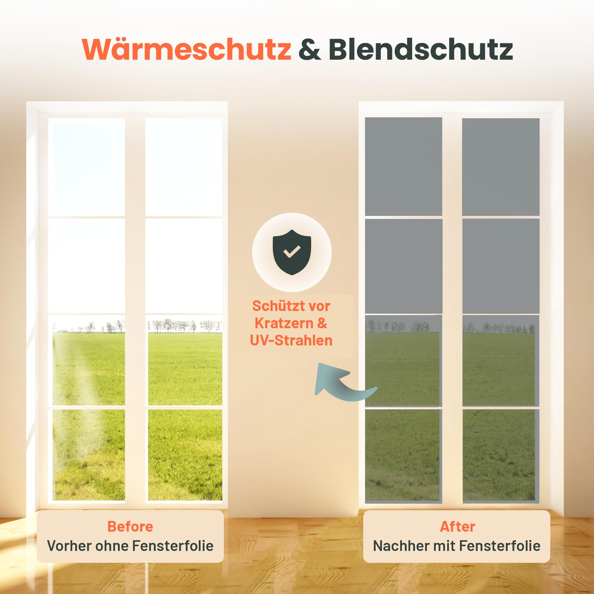 Perfect Cover Spiegelfolie Selbstklebend – Fensterfolie Sichtschutz & Blickdicht von Außen – Spiegel Folie Fenster – Sichtschutzfolie für Wohnzimmer, Büro & Küche – Inkl. Zubehör – 120 x 300cm
