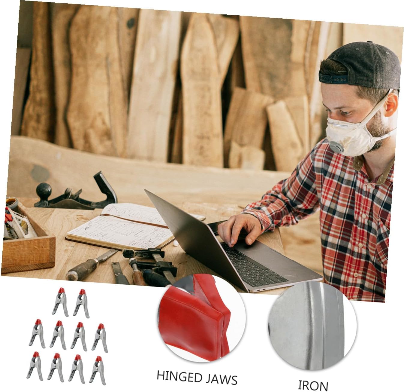 10pcs Heavy-duty A-shaped Carpentry Clamp Iron Spring Clips Thickened Woodworking Clamps for Woodwork Bench Projects and DIY Carpentry Tools