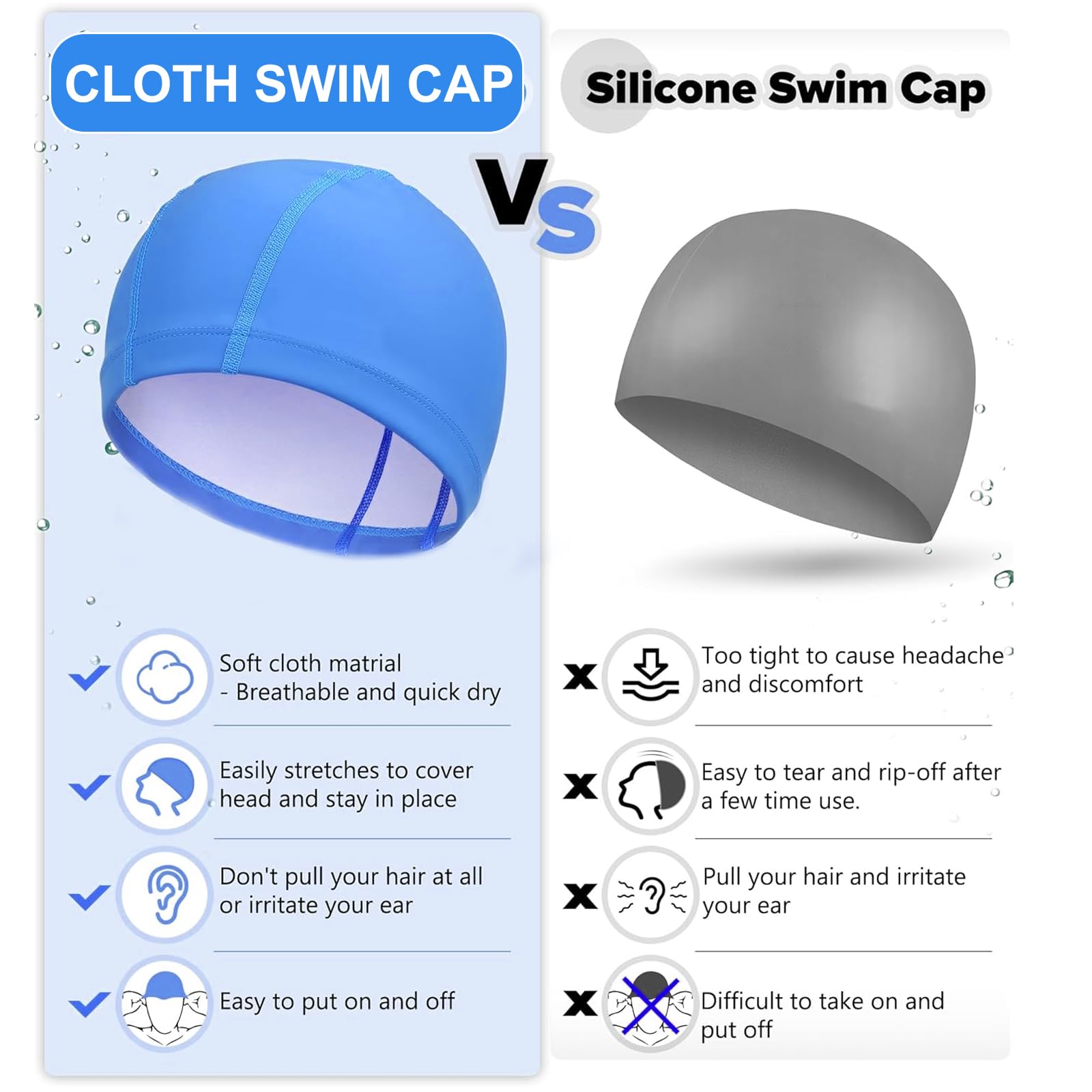 Gorro Piscina con Gafas de Natación Unisex Elástico Suave Multicolor