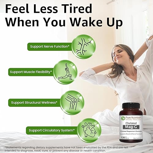 Miniatura 3 de Pure Nutrition MagG - Suplemento de glicinato de magnesio quelatado  120 tabletas  440 mg de magnesio elemental  Suplemento de magnesio de alta