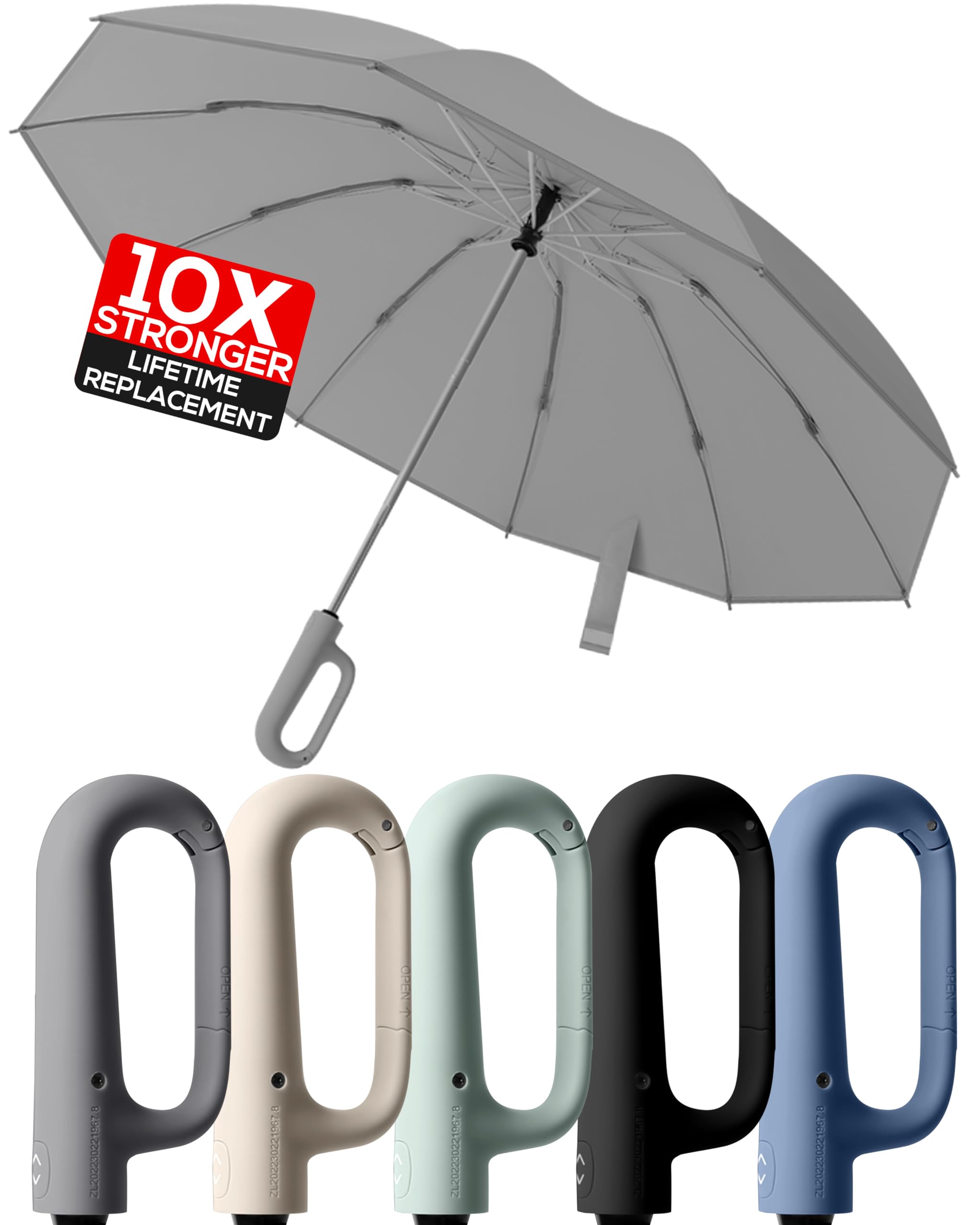 DYALE Travel Compact Inverted Umbrella with Ring Buckle, Portable Large Strong Windproof Reverse Reflective Umbrellas for Rain & Sun