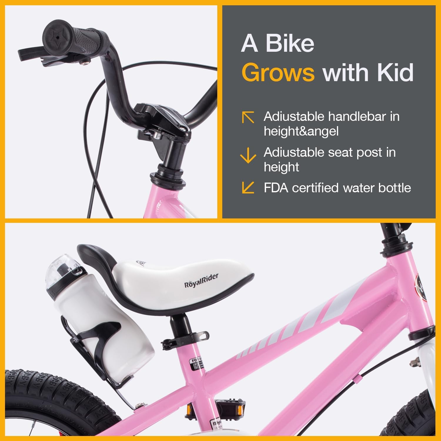 Royalbaby Freestyle Kids Bike Bundle 14 16 Inch Childrens Bicycles with Training Wheels Toddlers Boys Girls Beginners Ages 3-7 Years